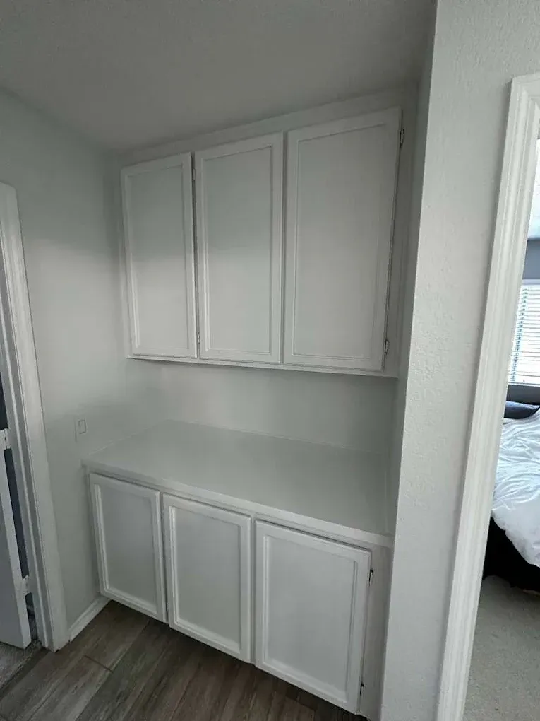 Refinished white kitchen cabinets — Riverside, CA